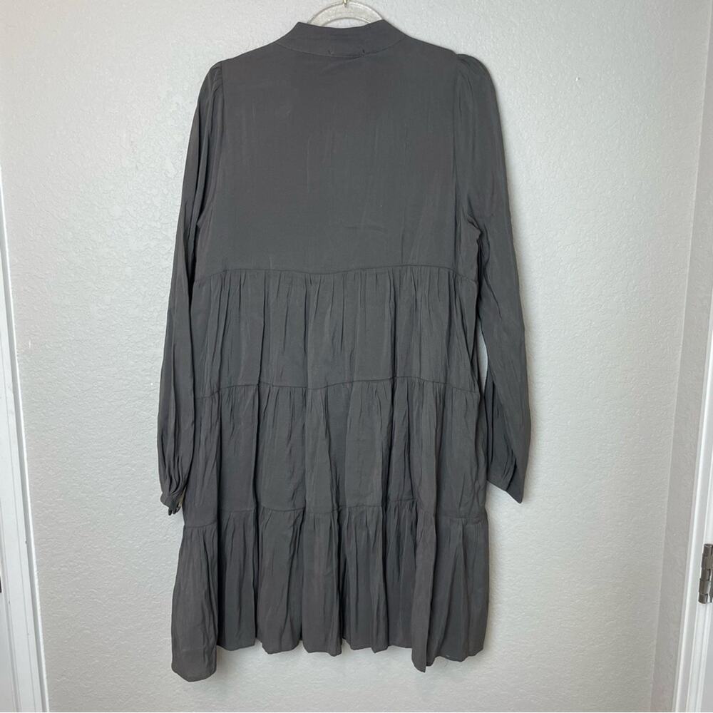 Bnwt! Shop Stevie Charcoal Gray Tiered Long Sleeve Dress Size L — image 8 of 8